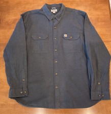 CARHARTT Men  s Gray Chambray Long Sleeve Button Down Shirt 2XL