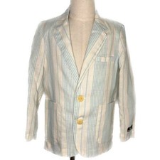 Vintage Ejoven by Farah boys blazer pockets spring blue and cream size 8 NOS