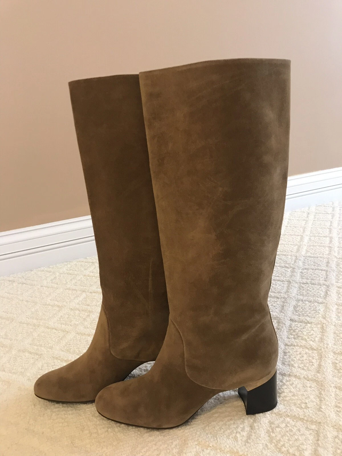 Lanvin — New LANVIN brown suede leather BLOCK-HEEL Boots Shoes 41