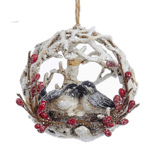 Cardinal/Chikadee in Birch Ball Ornament eBay