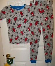 Spiderman Webs All Over Gray Long 2 Piece Pajama PJ Set Boys Size 8 NWT