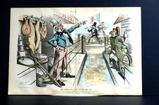 Free Trade 1895 UNCLE SAM HOME MARKET v TRADING w GERMANY FRANCE EUROPE Puck