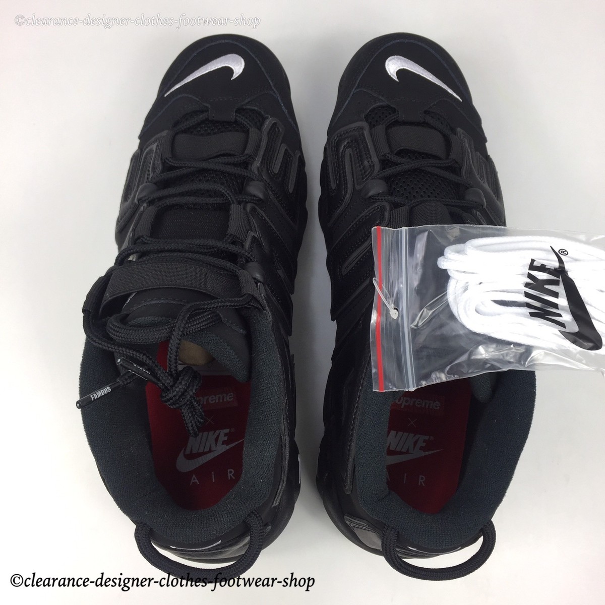 SUPREME X AIR MORE UPTEMPO TRAINERS MENS BLACK SHOES UK 10 | eBay