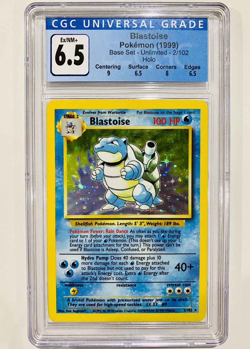1999 Pokemon Game Blastoise 2/102 Base Set Unlimited Holo Rare CGC