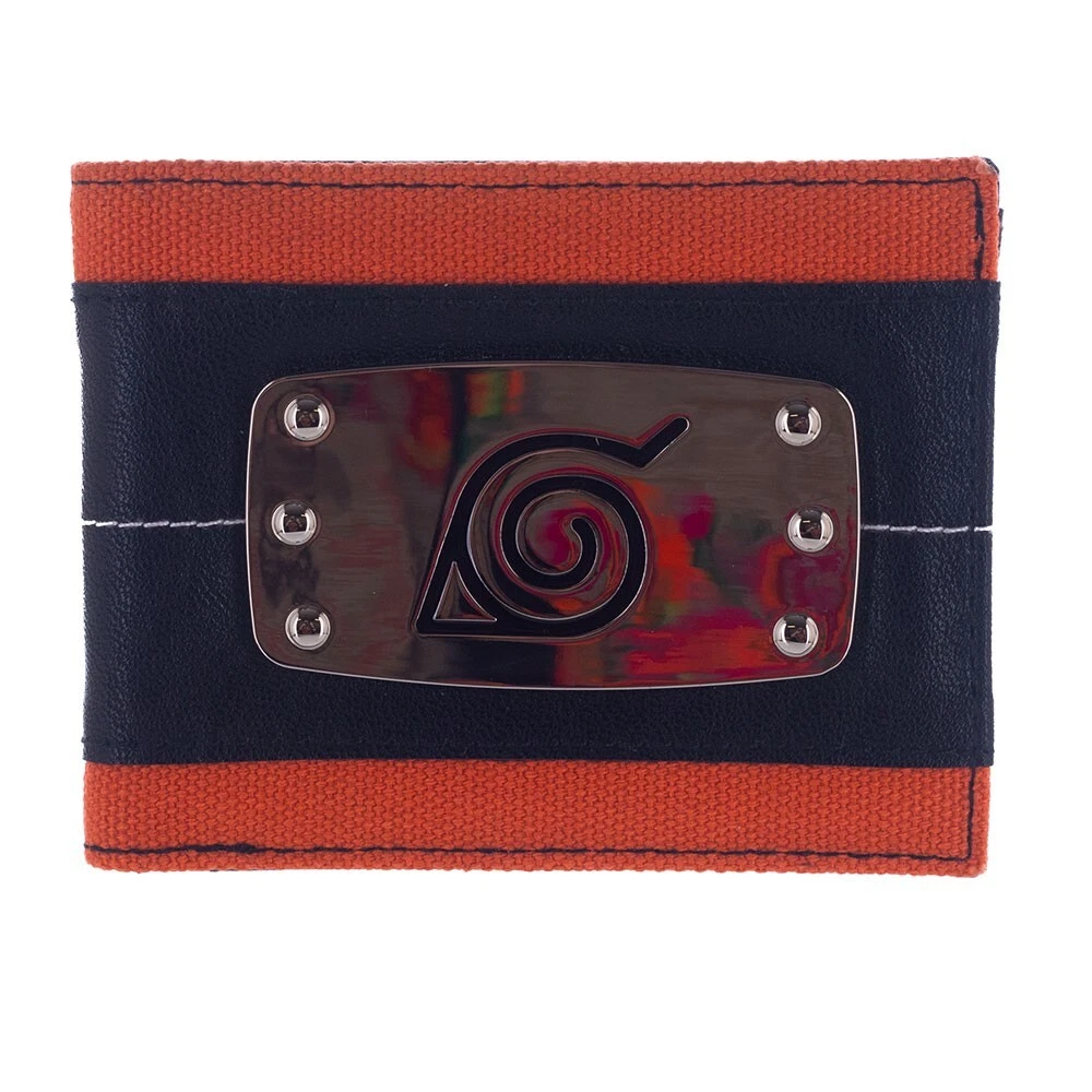 Naruto Shippuden Hidden Leaf Village Metal Badge Bi fold Wallet eBay