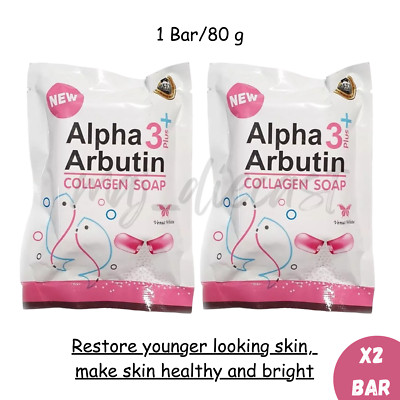 2x Alpha 3 Plus Arbutin collagen Whitening Body Soap Skin Radiance Reduce Acne