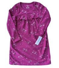 Carter  s Pink Fleece Nightgown Unicorn Girls Size 2-3 Long Sleeves NEW