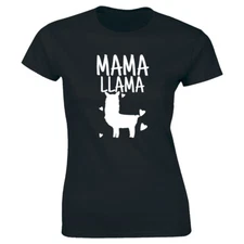 Mama Llama with Hearts Image Funny Short Sleeve T-Shirt for Women