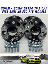 Fits Bmw Black Wheel Spacers 25mm + 30mm Bmw X5 E70 F15 Alloy + Bolts 5x120 74.1