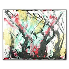 Painting neo-expressionism abstract art Landscape sign Prof em  Loeschner-Gornau