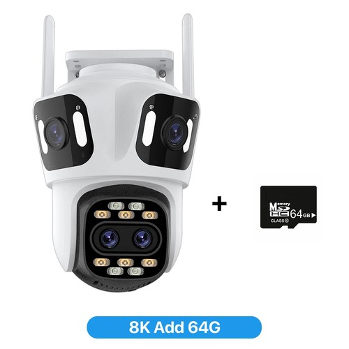 8K PTZ Wifi IP Camera Four Lens AI Human Detect 4K WIFI Dual Screen CCTV Camera - Picture 7 of 32