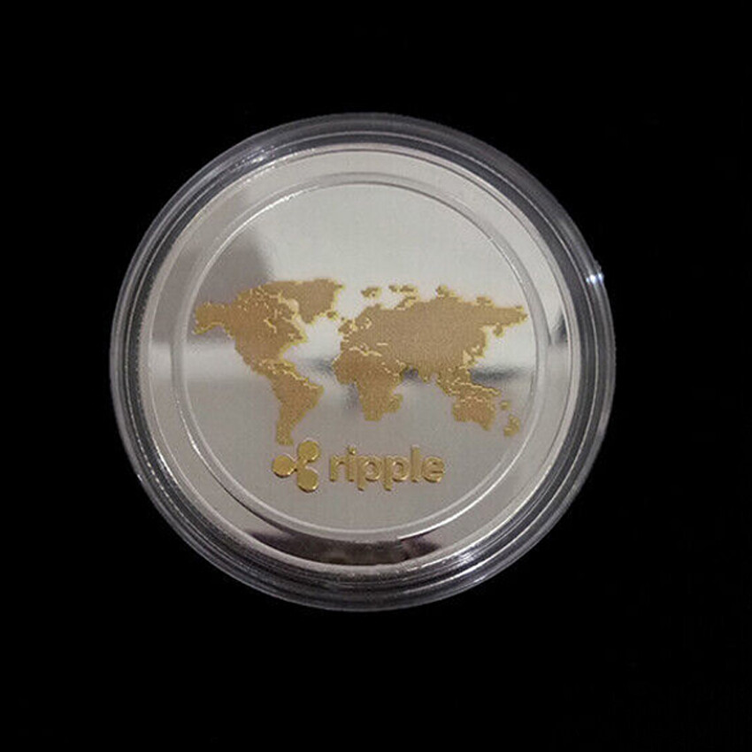 100PCS Silver Gold Plated Ripple Coin XRP CRYPTO