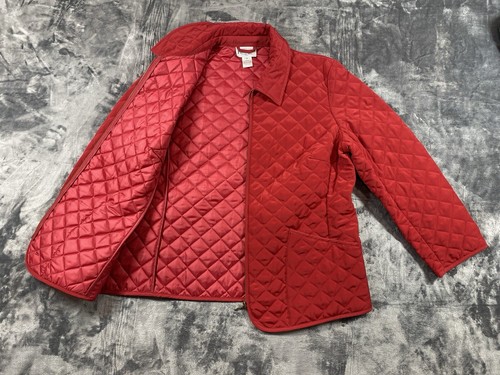 Pendleton Quilted Jacket Women's 1X (Large) Red Coat Full Zip Preppy Classy