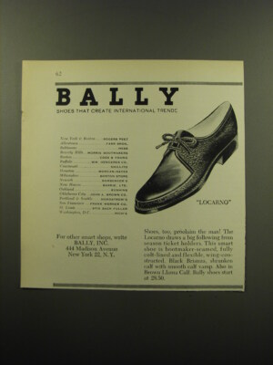 1959 Bally Locarno Shoes Ad - Bally Shoes that create international trends