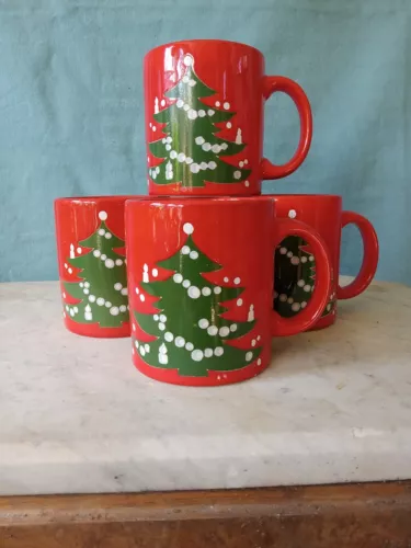 waechtersbach set of 4 vintage christmas tree mugs
