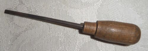 Destornillador de cabeza plana pequeño con mango de madera vintage - Imagen 2 de 4