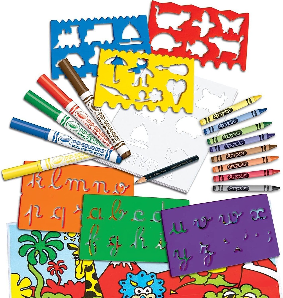 Crayola Pencils Stencils Colouring Pack Crayon Felt Tips Kids