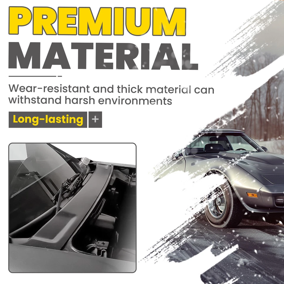 Windshield Wiper Compartment Cover Black ABS For Chevrolet Corvette C3 1973-1982 - Image 3 of 4