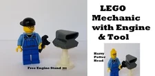 LEGO Mechanic Harry Potter Engine with Stand WRENCH Scoop Black Hat Garage
