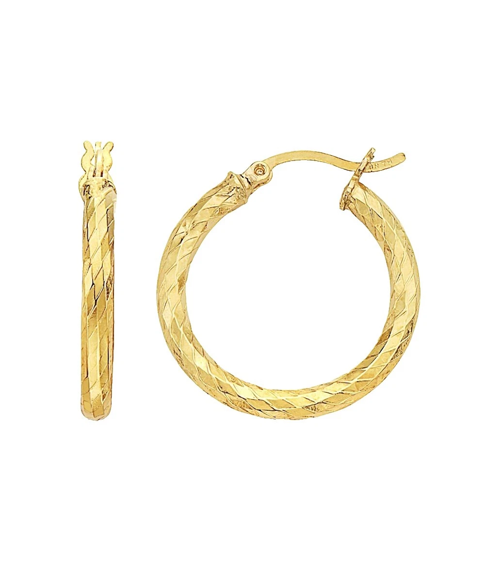 Brass Hoop Yellow Gold 14k Fashion Earrings