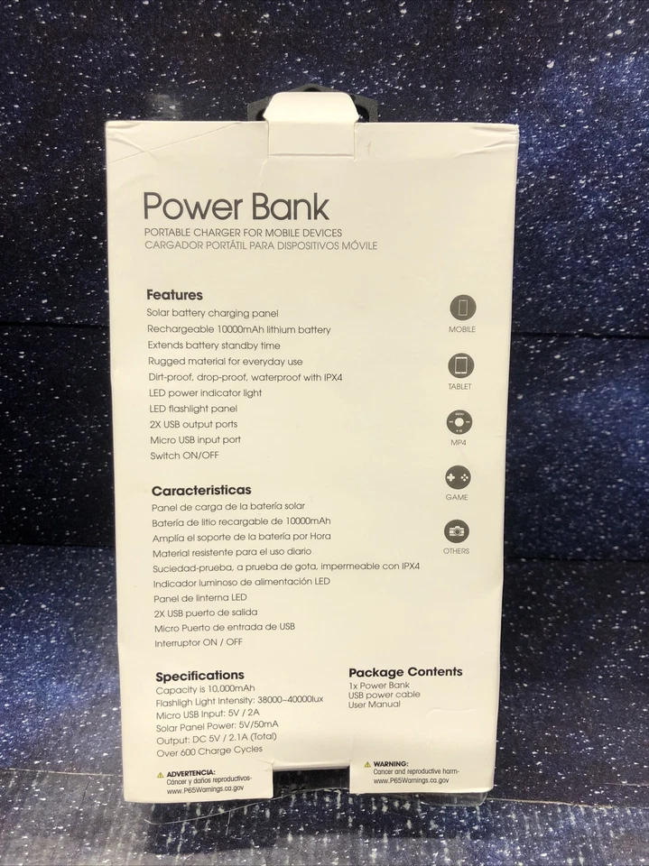 Charge Work Solar Powered Power Bank Weather Proof - New-  Damaged Box - Image 3 of 3