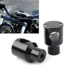 2x Adattatore Supporto Manubrio Moto Nero Riser Clamp per Harley Honda