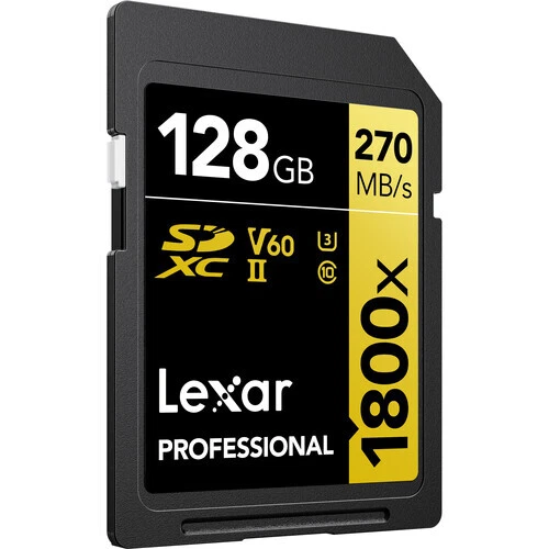 SD Card Lexar Professional 1800x 128GB SDXC UHS-II V60 U3 270MB/s DSLR Cameras - Picture 4 of 5