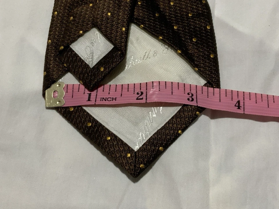 Turnbull & Asser 英格兰圆点棕色丝绸印花男式领带 NEOT — 第 4/4 张图片