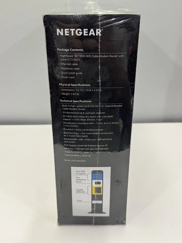 Netgear Nighthawk AC1900 WiFi Cable Modem Router XFINITY Internet & Voice C7100V - Image 3 of 4