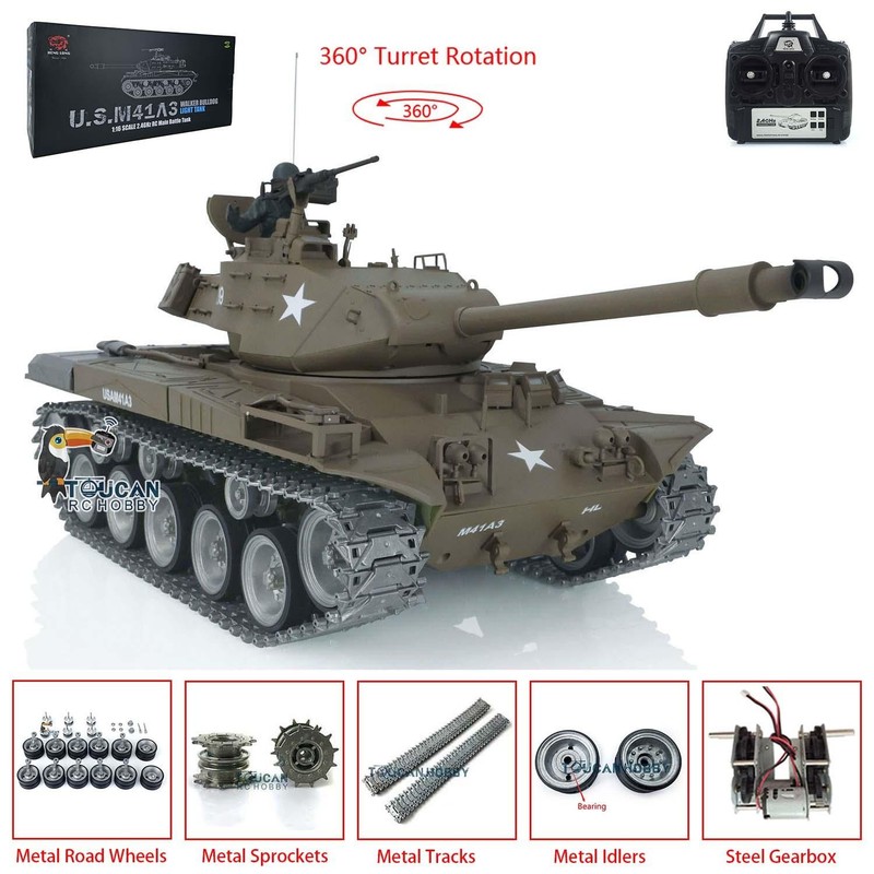 Henglong 1/16 7.0 Walker Bulldog RC IR Tank 3839 BB Unit Metal Wheel 360°Turret