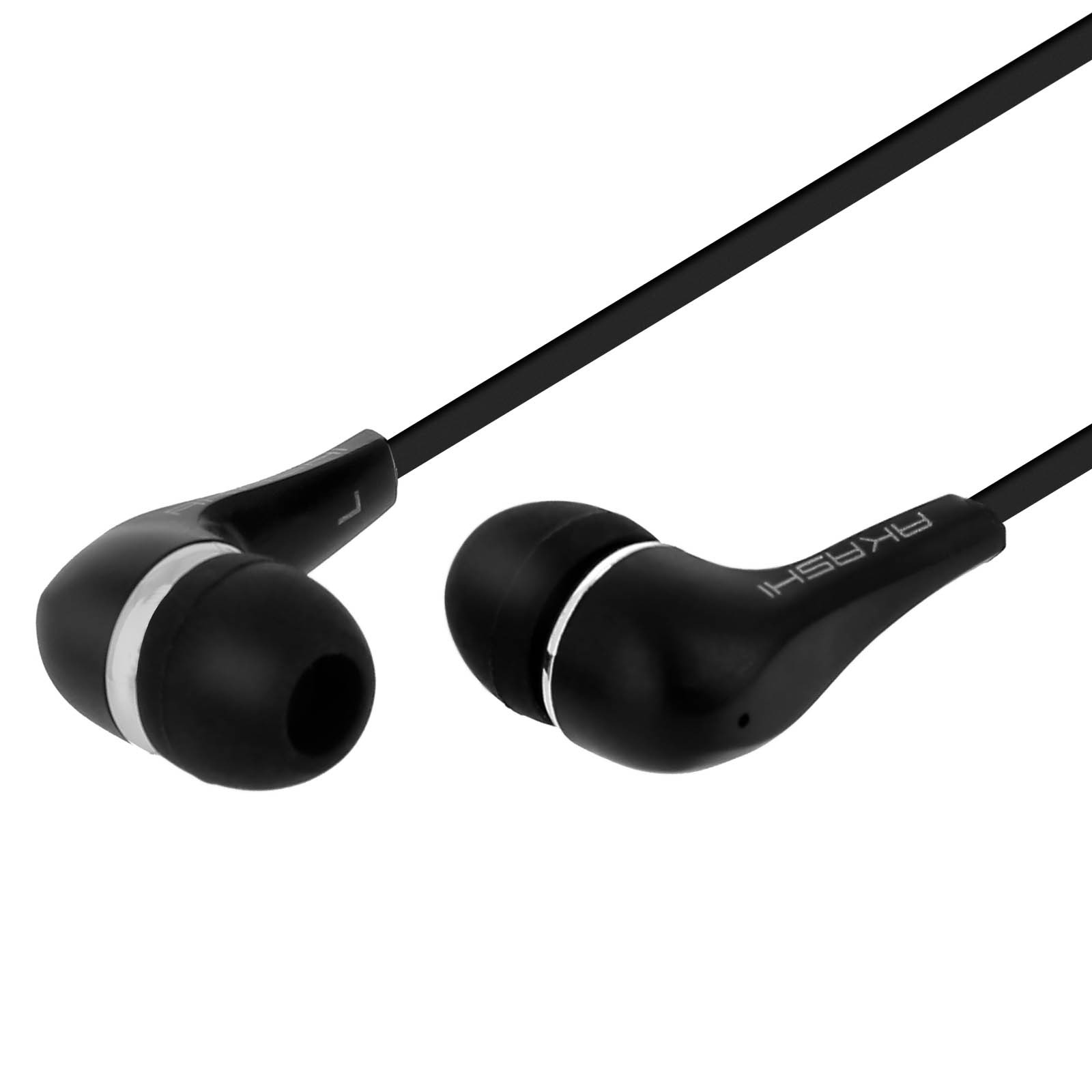 Écouteurs intra-auriculaires Akashi avec prise jack 3.5mm et télécommande intégrée - Noir filaire