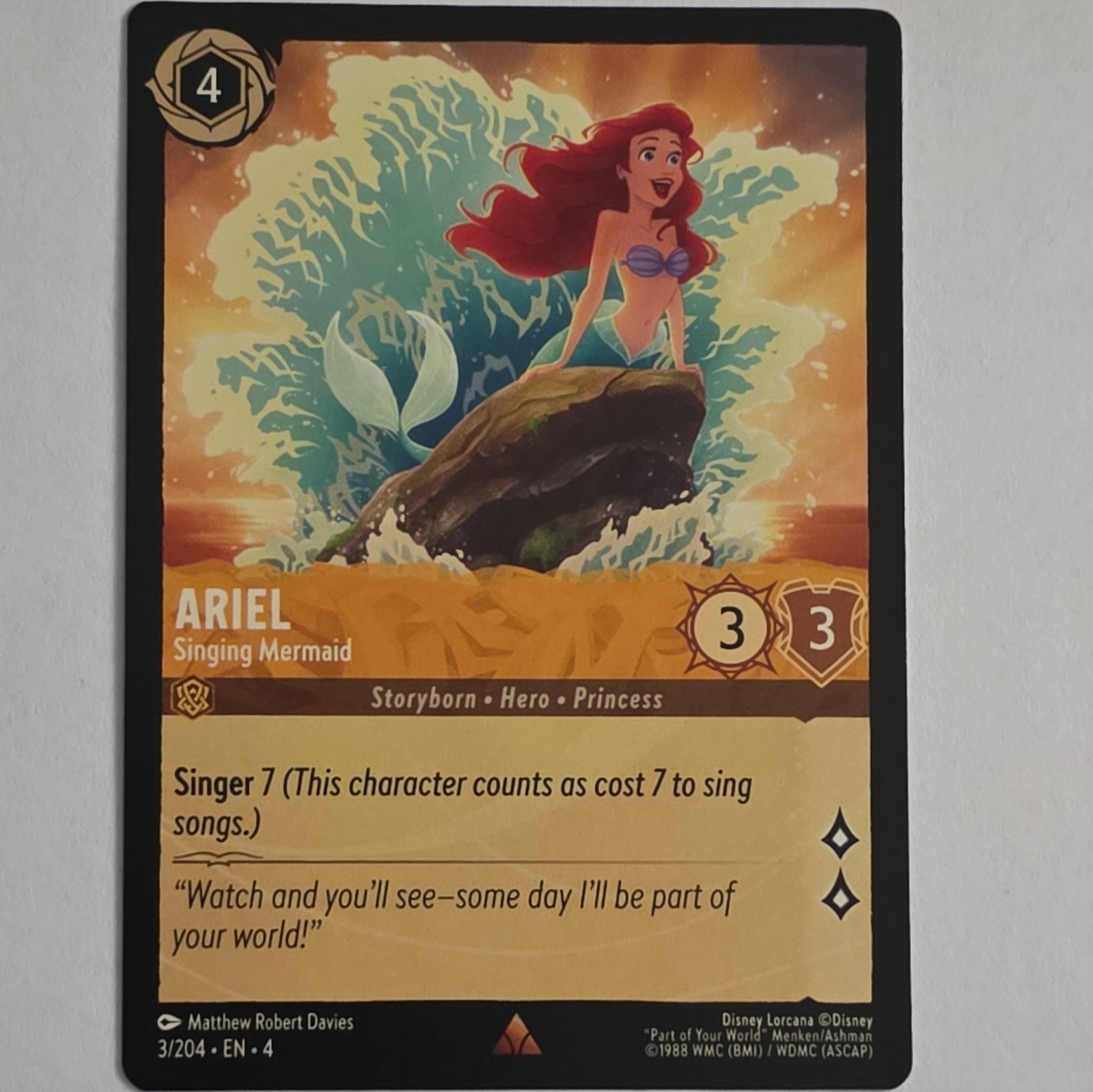 Ariel Singing Mermaid 3/204 Ursula's Return Disney Lorcana NM