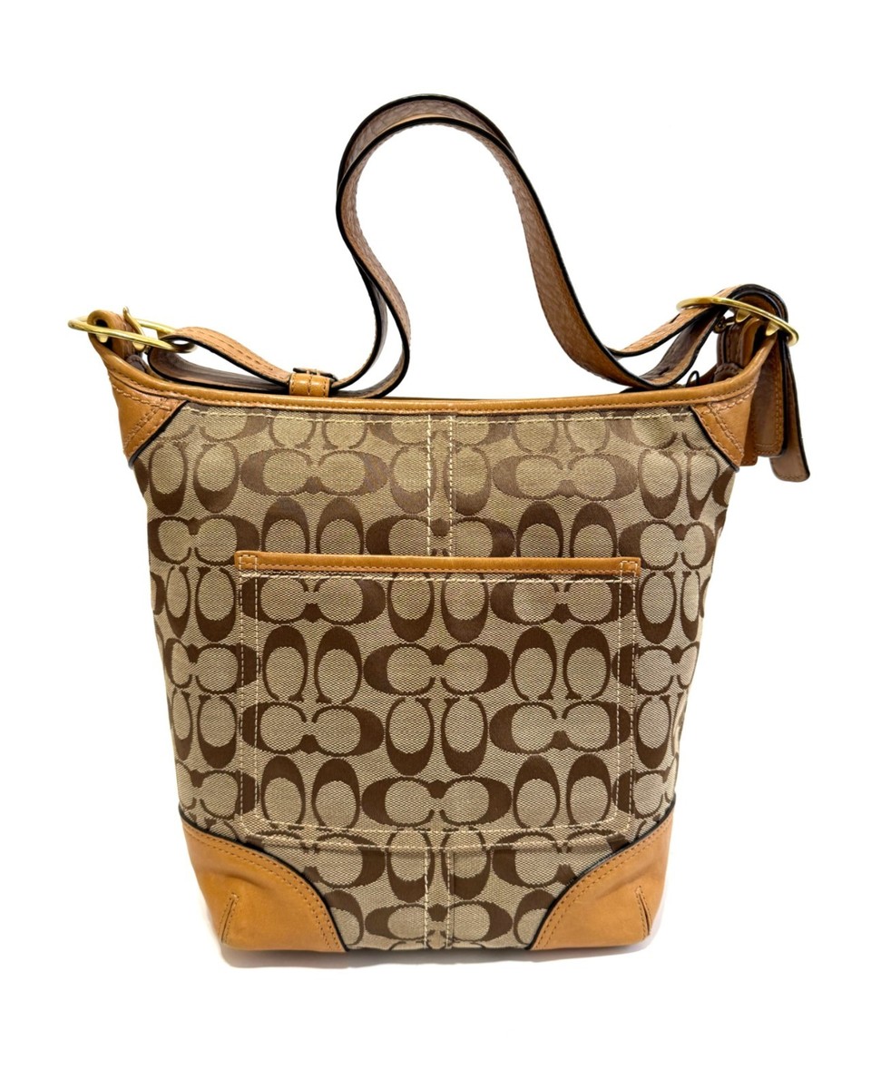 COACH ゴールド (2点) NICE COACH Y2K SIGNATURE KHAKI C CAMEL TAN MED DUFFLE BUCKET