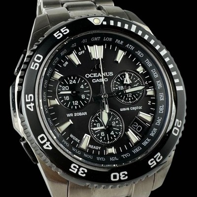 CASIO OCEANUS OCW-650WC Black Chronograph Titanium Watch From Japan