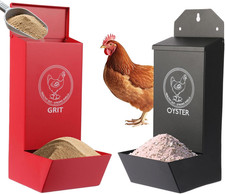 2-Pack Metal Chicken Grit Feeder  Oyster Shell Feeder with Lid - Hanging Gravit