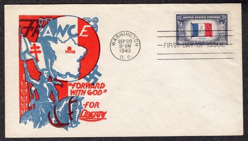 1943 Overrun Countries France (Scott 915) - Staehle Cachet Craft FDC TB383