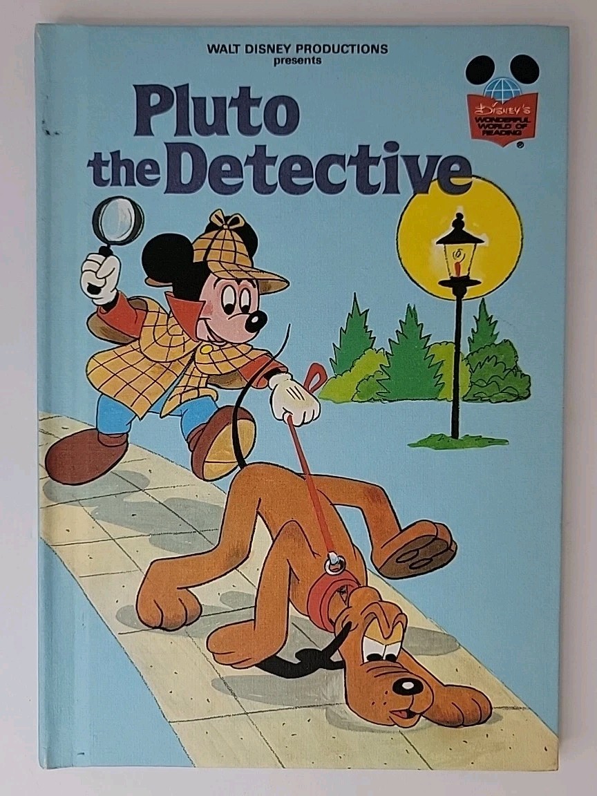 Vtg 1982 Disney’s Wonderful World Of Reading Pluto The Detective Hard Cover Book