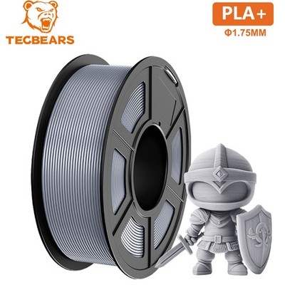 TECBEARS PLA Plus Filament Silver 1.75mm 3D Printer Filament PLA+ 1KG Neatly