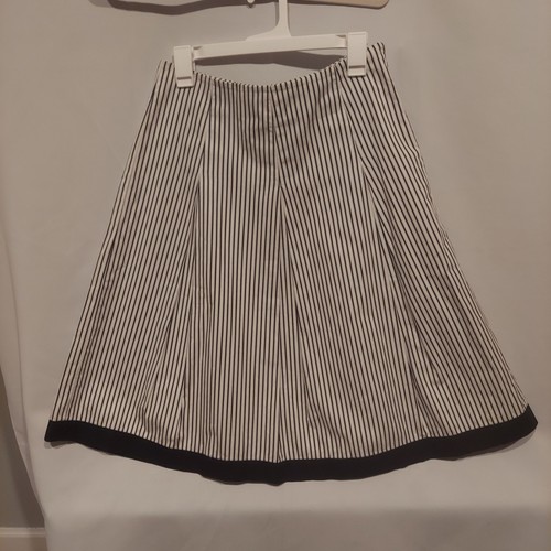 Talbots Womens Black & White Pleated Pinstripe 100% Cotton Midi Skirt Size 4 - Picture 2 of 15