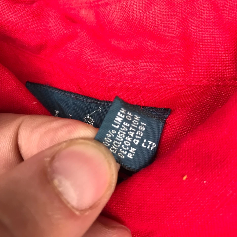 Camisa Ralph Lauren Para Mujer M Calce Clásico Rojo Lino Poni Logo SS Abotonada Foto 4 de 4