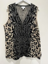 Susan Graver Jacquard Open Luxury Sweater Vestsz XL  Pockets Leopard Print Soft