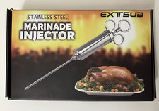 Stainless Steel Marinade Meat Injector Syringe With Mutiple Needles Silver