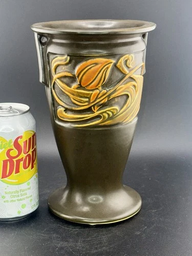 Roseville Brown Panel 9” Vase In Excellent Mint Condition