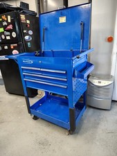 BLUE POINT Four-Drawer Service Cart With Fold Up Side Shelve 30" X 19" X 41" 