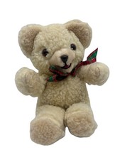 Snuggle Russ Berrie CO Stuffed Bear Animal Toy White Ribbon BowTie 1985 10