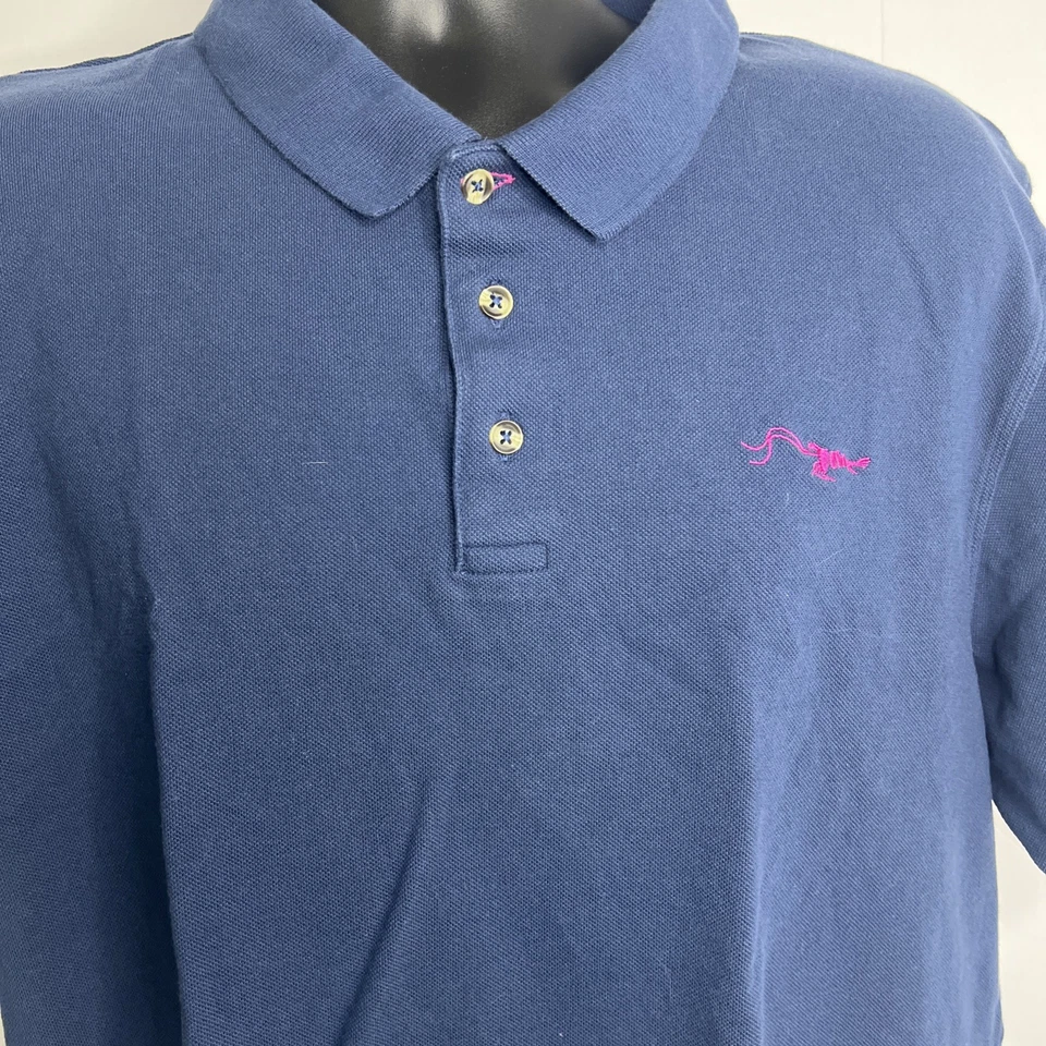Camisa Polo True Flies Piqué Algodón Sólido Azul Rosa Logo Para Hombre XL Foto 2 de 4