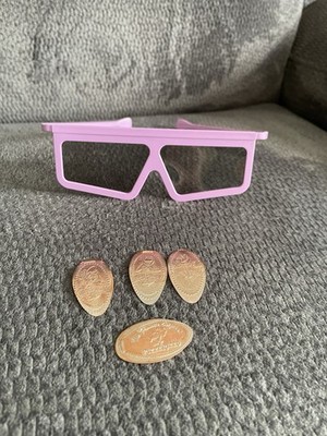 Disney World Muppet Vision 3D Brille & 4 gepresste Penny Pizzarizzo Muppets