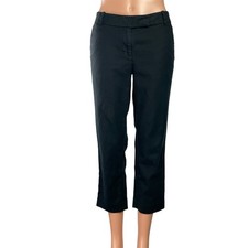 Ann Taylor Women's Black Mid Rise Straight Leg Cropped Trousers Pants Size 6