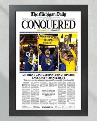 2026 Michigan  CONQUERED  National Championship Newspaper Poster