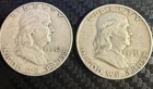 1951 & 1952 Franklin Half Dollar 90% Silver 50C Circulated US Coin Lot of 2